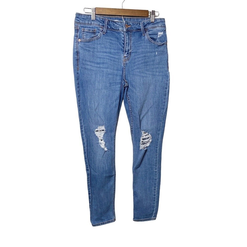 Old Navy Rockstar Womens SZ 12 Blue Denim Super Skinny Mom High Rise Stretch